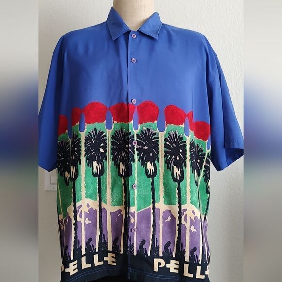 Rare Pelle Pelle Marc Buchanan Vintage Palm Tree Button Down Shirt Size XXL - Picture 1 of 7
